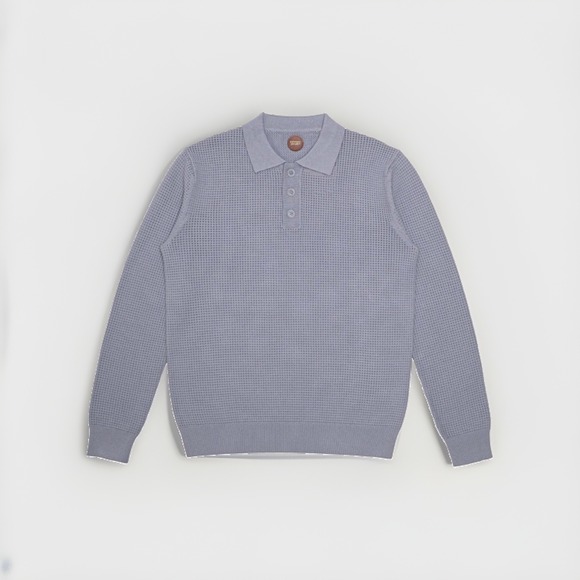 Common People Clothing Other - Common People Men's Medium Massie Long Sleeve Textured Sweater Polo Blue NWT